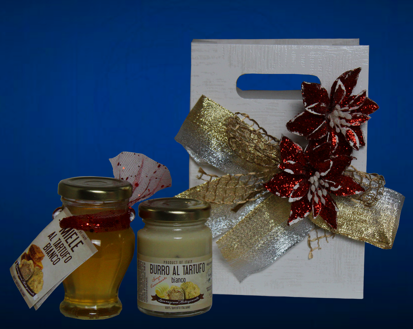 Caja regalo con trufa - Mantequilla de trufa blanca y miel de trufa blanca